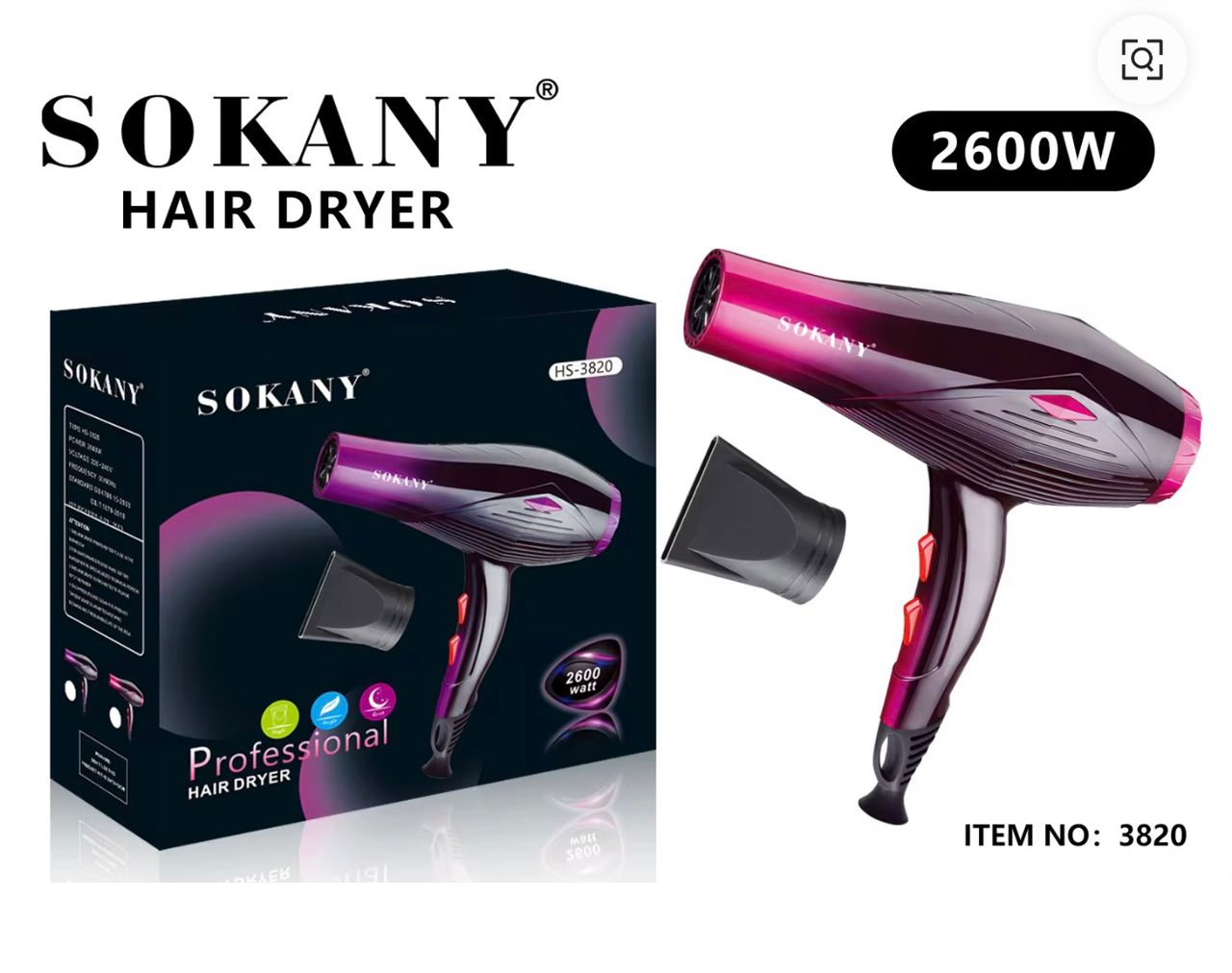 Sokani Hair Dryer Hs-3820