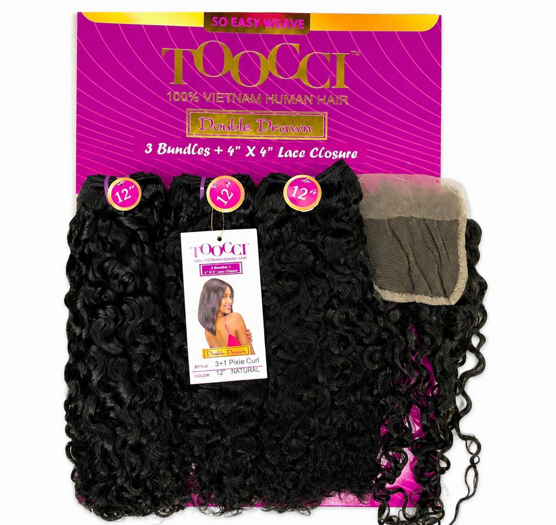 Toocci Pixie Curl Black+closure