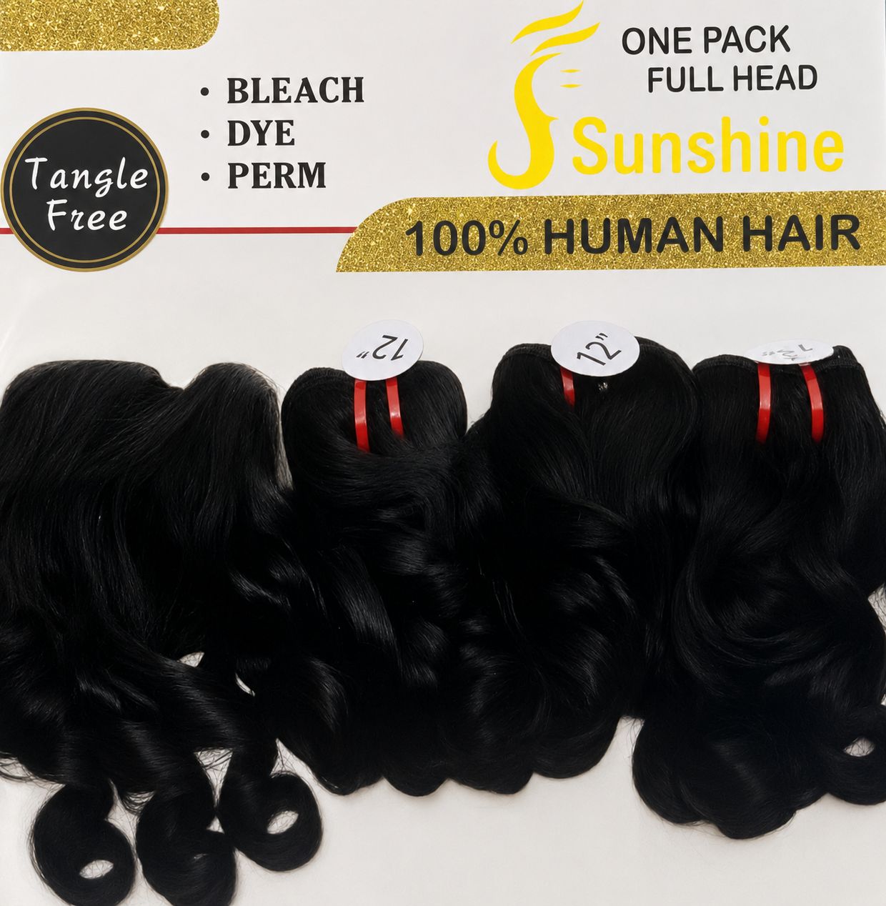 Sunshine Spiral Black+closure 16"