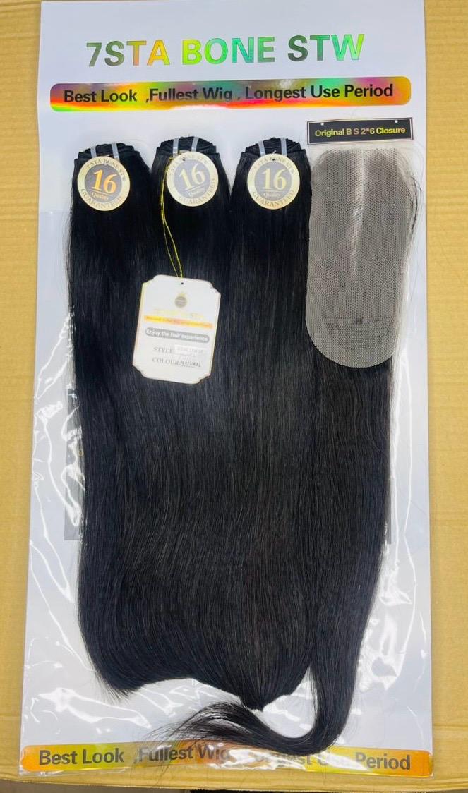 7 Sta Vietnamese Bone Straight +kim K Closure