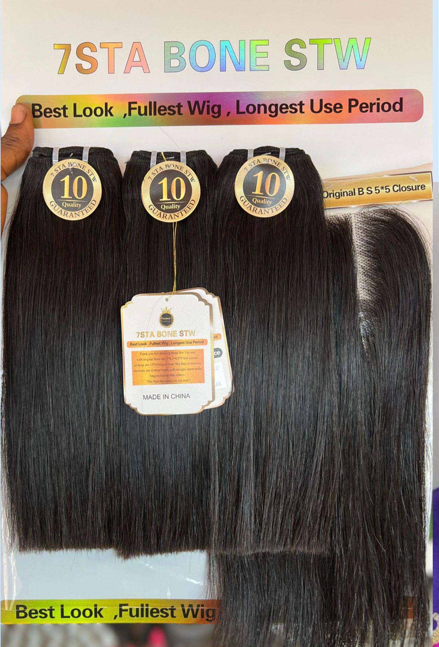 7 Sta Vietnamese Bone Straight +5*5 Closure