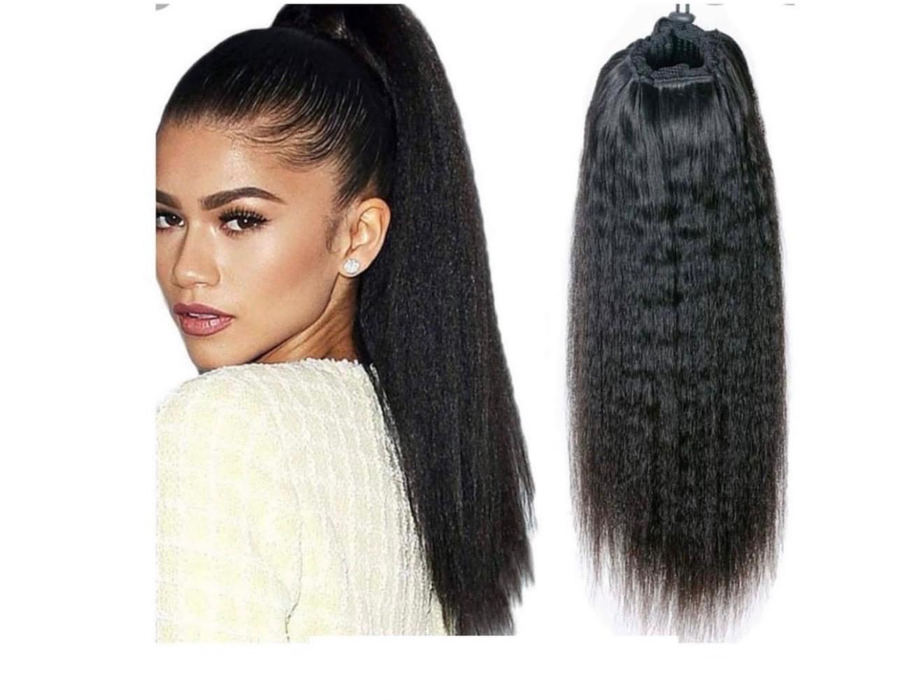 Draw String Wavy Pony Black